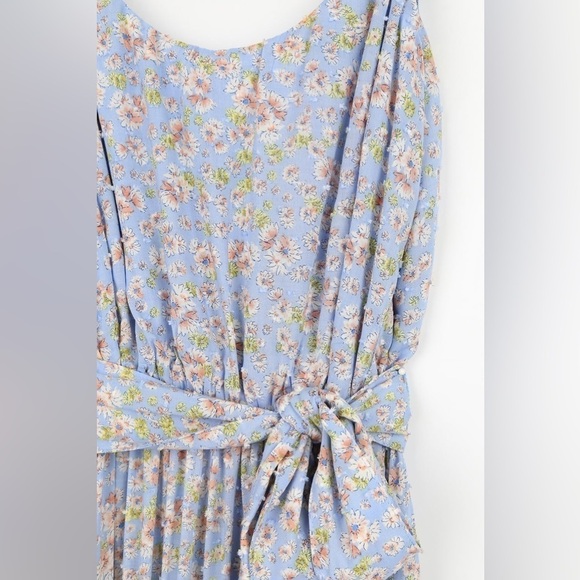 LULU’S Sunny Bliss Light Blue Floral Print Tiered Maxi  Dress - Picture 6 of 6
